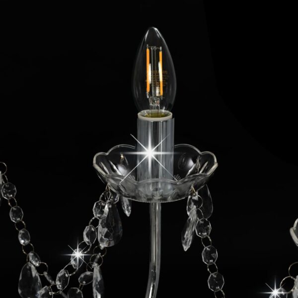 Lustre com contas lâmpadas 12 x E14 prateado - Image 6