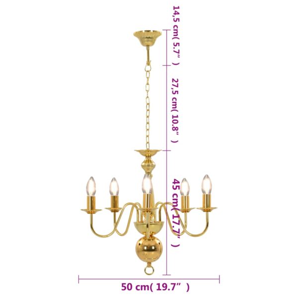 Lustre de 5 lâmpadas E14 dourado - Image 10