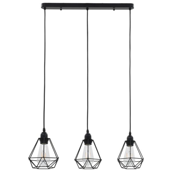 Candeeiro de teto com design diamante 3 lâmpadas E27 preto - Image 3