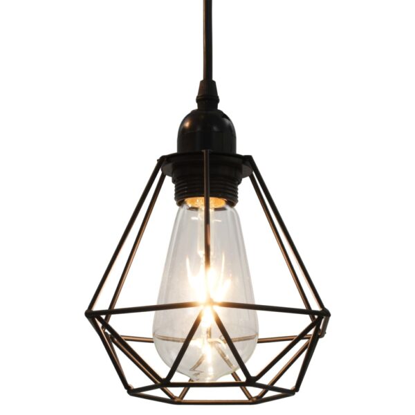 Candeeiro de teto com design diamante 3 lâmpadas E27 preto - Image 4