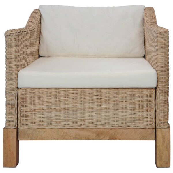 2 pcs conjunto de sofás com almofadões vime natural - Image 3