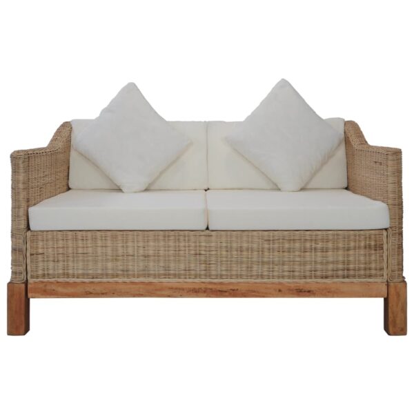 2 pcs conjunto de sofás com almofadões vime natural - Image 8