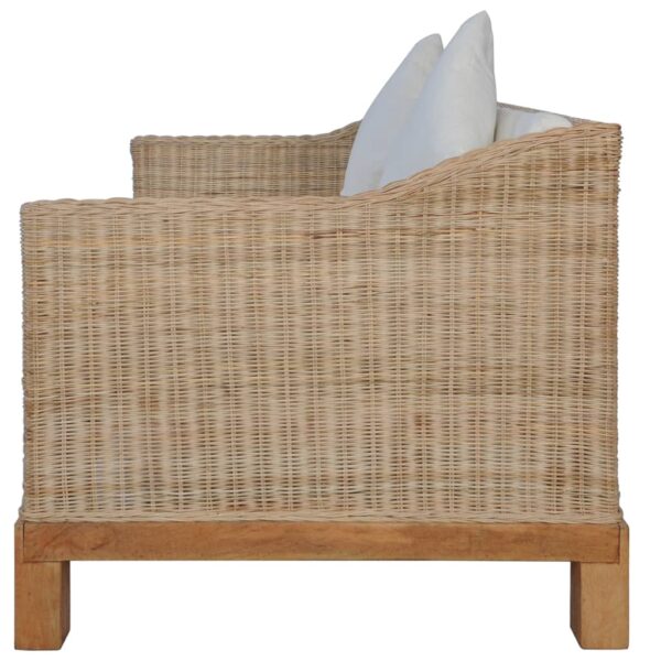 2 pcs conjunto de sofás com almofadões vime natural - Image 10