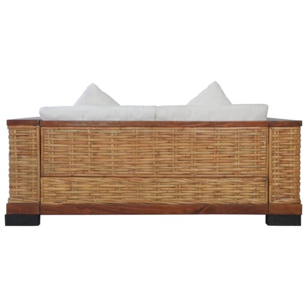 2 pcs conjunto de sofás com almofadões vime natural castanho - Image 11