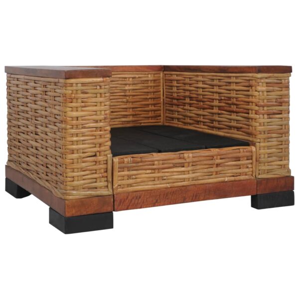 2 pcs conjunto de sofás com almofadões vime natural castanho - Image 4