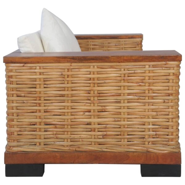 2 pcs conjunto de sofás com almofadões vime natural castanho - Image 10