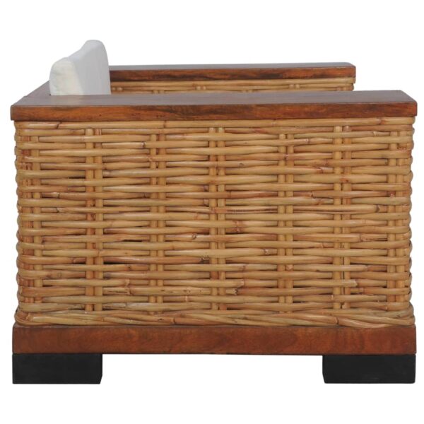 3 pcs conjunto de sofás com almofadões vime natural castanho - Image 4