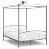 Estrutura de cama com dossel 160x200 cm metal cinzento