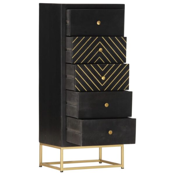 Armário gavetas 45x30x105 cm madeira mangueira preto e dourado - Image 2