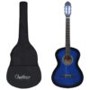 12 peças conjunto guitarra clássica iniciantes 4/4 39" azul