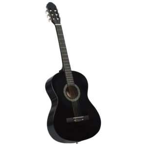Guitarra clássica para iniciantes 4/4 39" madeira tilia preto