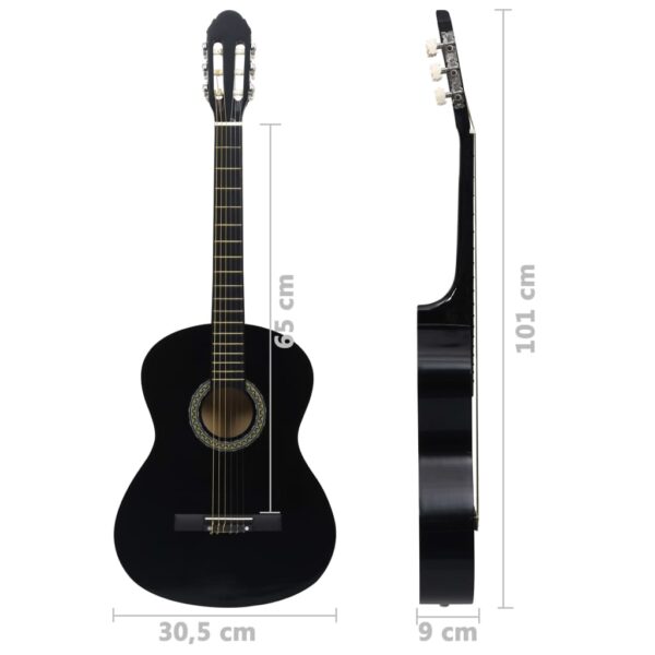 Guitarra clássica para iniciantes 4/4 39" madeira tilia preto - Image 7