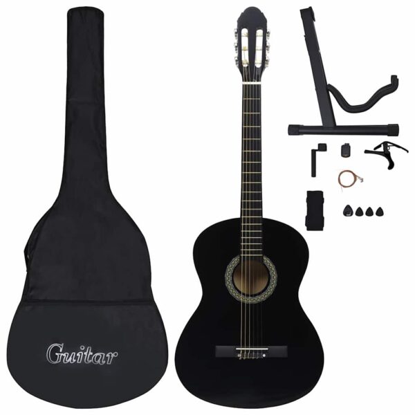 12 peças conjunto guitarra clássica iniciantes 4/4 39" preto - Image 2
