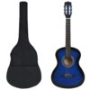 8 pcs conjunto guitarra clássica para iniciantes 3/4 36" azul