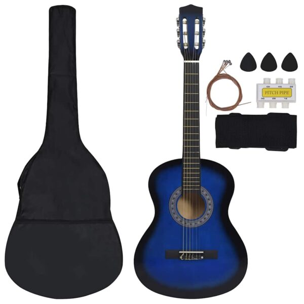 8 pcs conjunto guitarra clássica para iniciantes 3/4 36" azul - Image 2