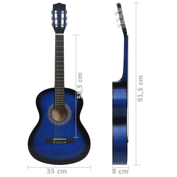 8 pcs conjunto guitarra clássica para iniciantes 3/4 36" azul - Image 11