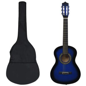 8 pcs conjunto guitarra clássica iniciantes 1/2 34" azul