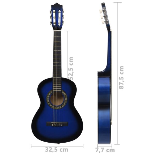 8 pcs conjunto guitarra clássica iniciantes 1/2 34" azul - Image 11