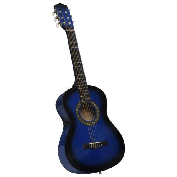 8 pcs conjunto guitarra clássica iniciantes 1/2 34" azul - Image 5