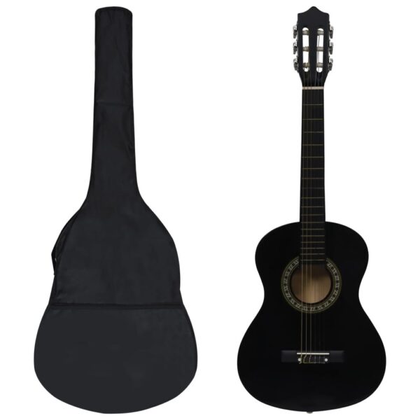 8 pcs conjunto guitarra clássica iniciantes 1/2 34" preto