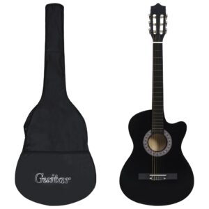12 pcs conjunto de guitarra clássica com 6 cordas 38" preto