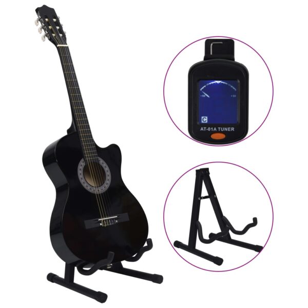 12 pcs conjunto de guitarra clássica com 6 cordas 38" preto - Image 3