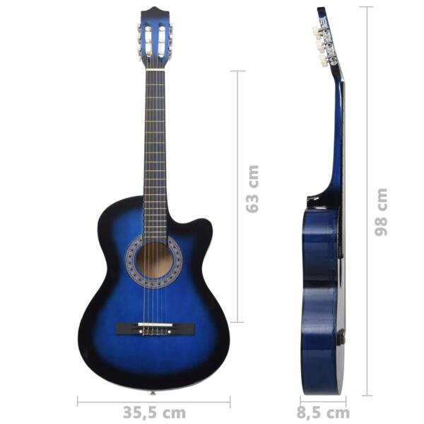 Guitarra clássica cutaway com 6 cordas 38" azul sombreado - Image 7