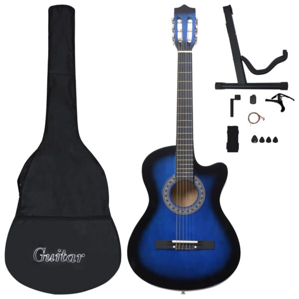12 pcs conjunto de guitarra clássica com 6 cordas 38" azul - Image 2