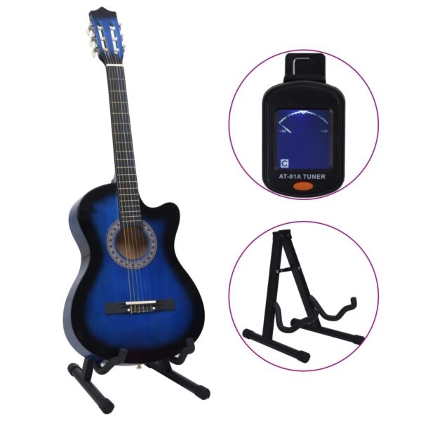 12 pcs conjunto de guitarra clássica com 6 cordas 38" azul - Image 3