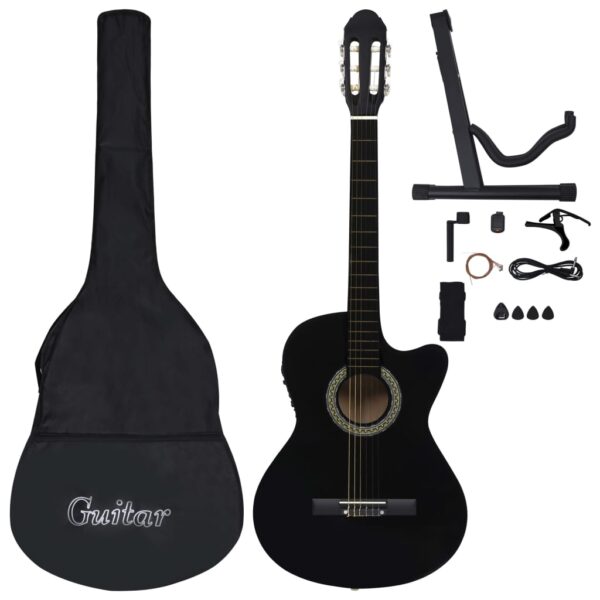 12 pcs conjunto de guitarra com equalizador e 6 cordas preto - Image 2