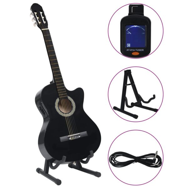 12 pcs conjunto de guitarra com equalizador e 6 cordas preto - Image 3