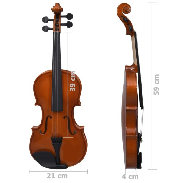 Conj completo violino c/ arco e apoio queixo madeira escura 4/4 - Image 11