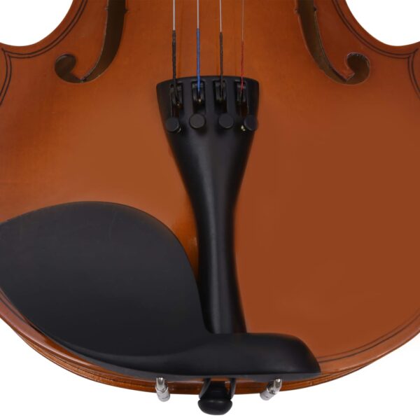 Conj completo violino c/ arco e apoio queixo madeira escura 4/4 - Image 7