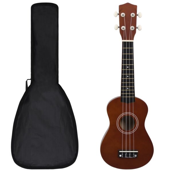 Conjunto ukulele soprano infantil c/ saco madeira escura 21"
