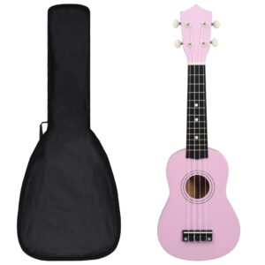 Conjunto ukulele soprano infantil com saco 21" rosa