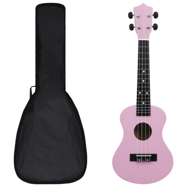 Conjunto ukulele soprano infantil com saco 23" rosa