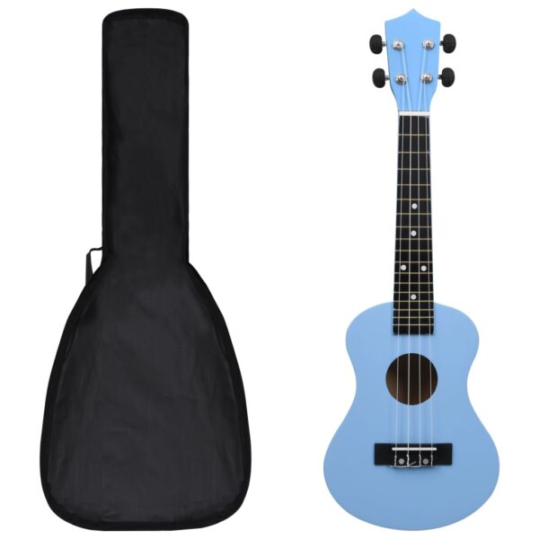 Conjunto ukulele soprano infantil com saco 23" azul-bebé