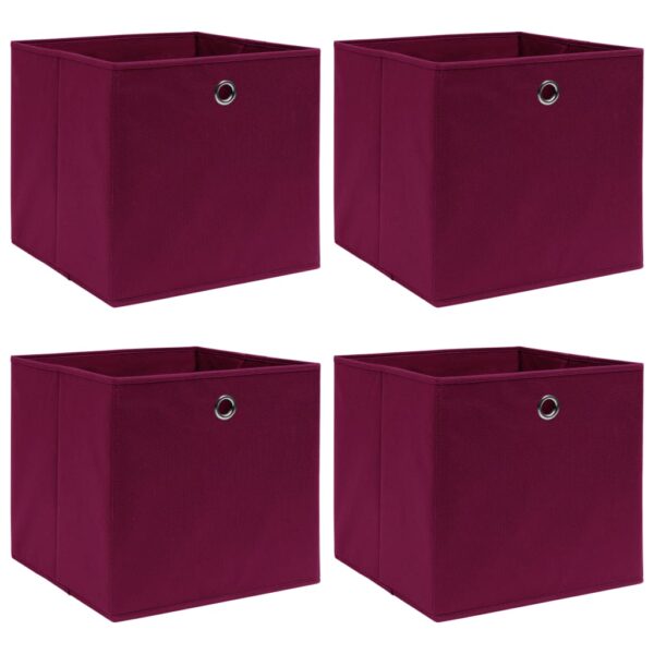 Caixas de arrumação 4 pcs 32x32x32 cm tecido vermelho escuro