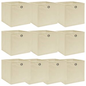 Caixas de arrumação 10 pcs 32x32x32 cm tecido creme