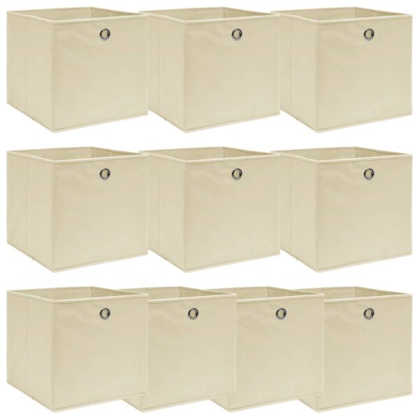 Caixas de arrumação 10 pcs 32x32x32 cm tecido creme