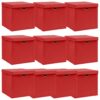 Caixas de arrumação com tampas 10pcs 32x32x32cm tecido vermelho