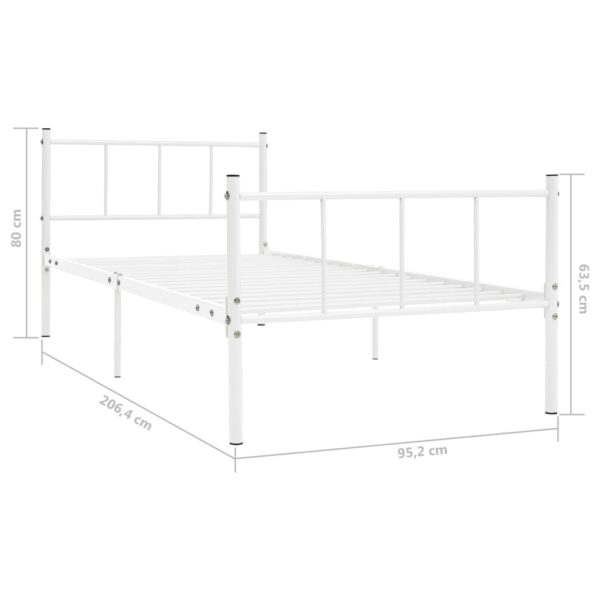 Estrutura de cama metal 90x200 cm branco - Image 5