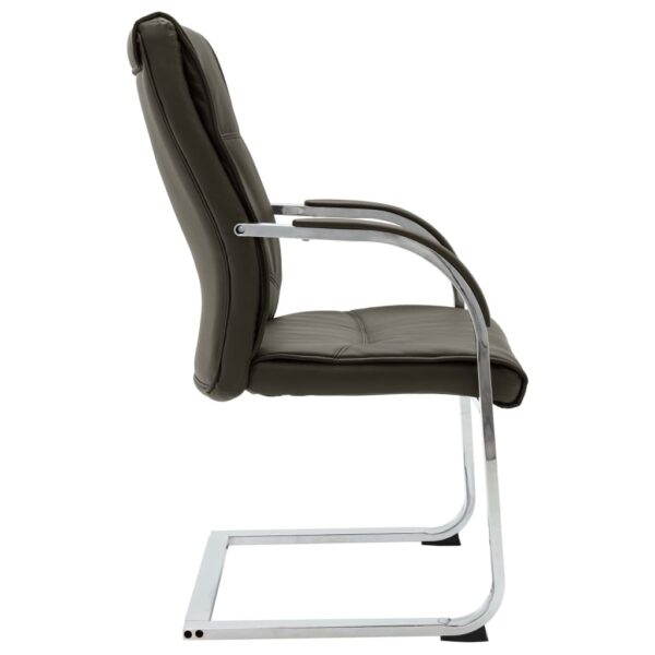 Cadeira de escritório cantilever em couro artificial cinzento - Image 3
