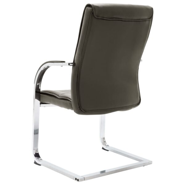 Cadeira de escritório cantilever em couro artificial cinzento - Image 4