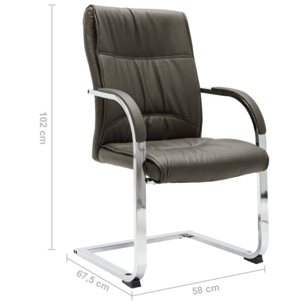 Cadeira de escritório cantilever em couro artificial cinzento - Image 6
