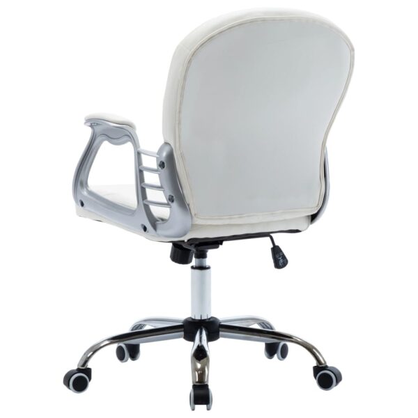 Cadeira de escritório giratória em couro artificial branco - Image 5