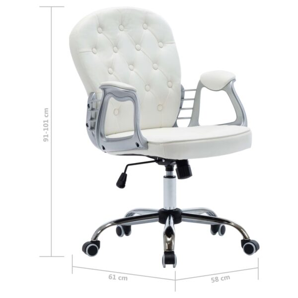 Cadeira de escritório giratória em couro artificial branco - Image 10
