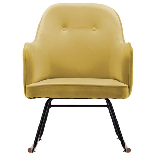 Cadeira de baloiço veludo amarelo mostarda - Image 2