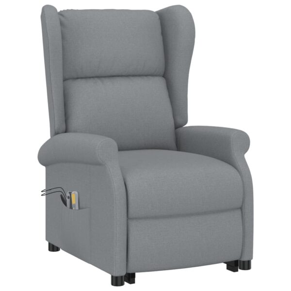 Poltrona elevatória de massagens tecido cinzento-claro - Image 2