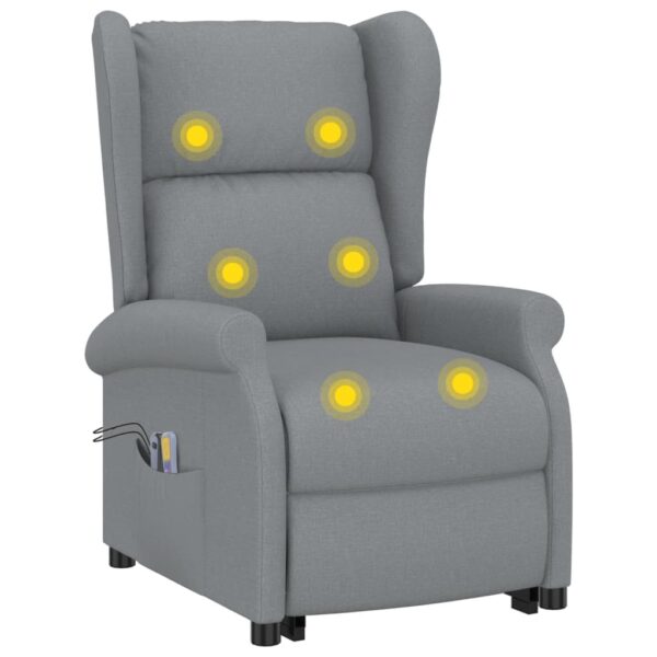 Poltrona elevatória de massagens tecido cinzento-claro - Image 6